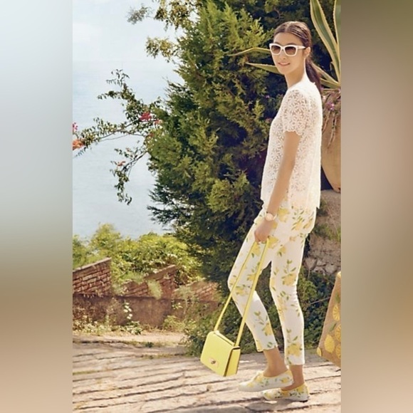 Kate Spade Ankle Length Skinny Jeans With Lemon Print  - Size 23 - Picture 2 of 14